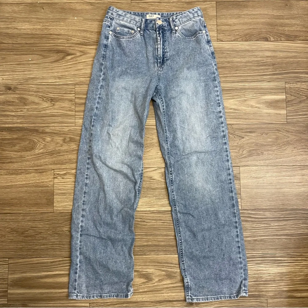 OAT New York High Rise Wide Leg Light Wash Cloud Luxe Denim Jeans - Picture 2 of 12